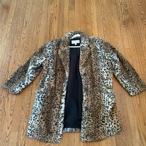 POPSUGAR LEOPARD PRINT FAUX FUR COAT – SIZE L